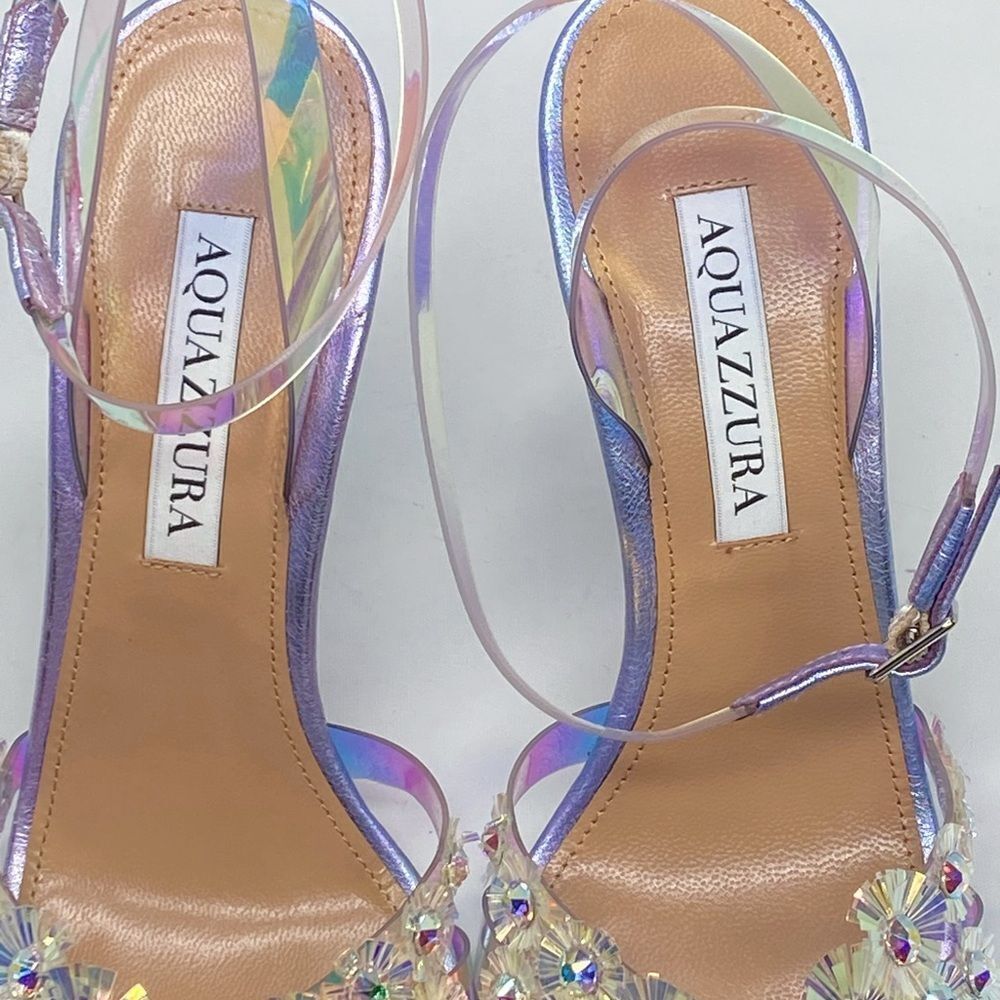 Aquazzura Meteorite PVC Embellished Ankle-Strap Sandals size 36 - Picture 11 of 15